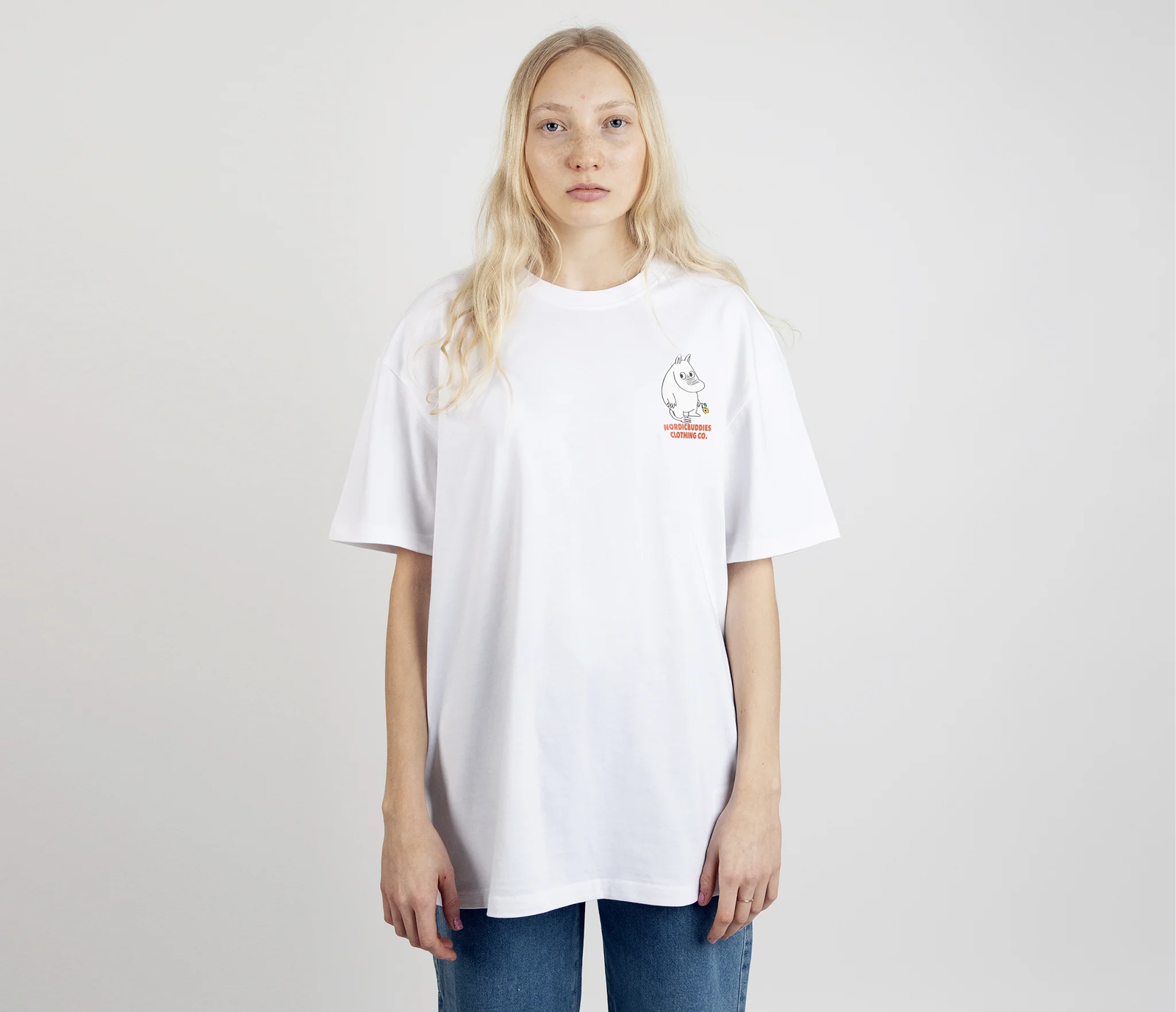 Muumitrolli „Flower“ T-särk unisex – valge - Pilt 4