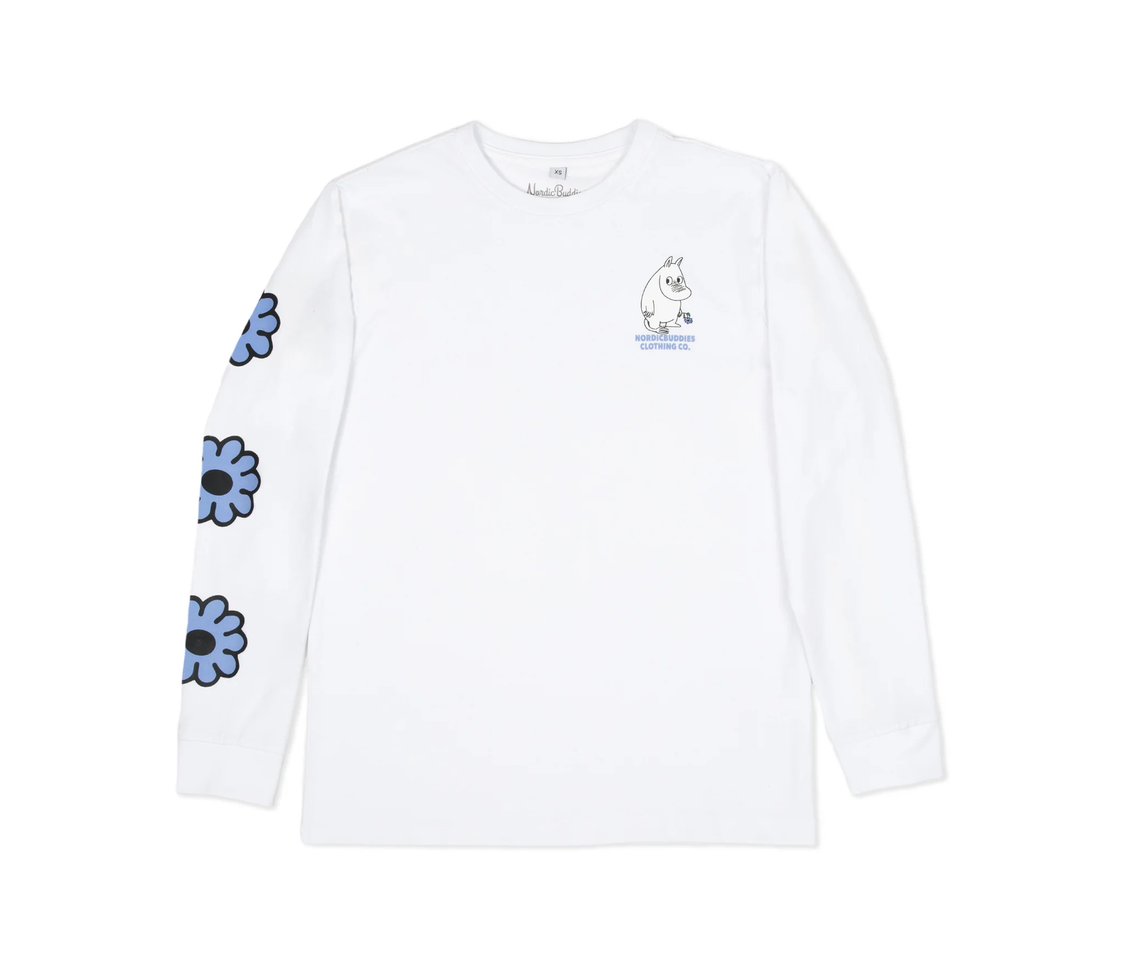 Muumitrolli „Flower“ pikkade varrukatega särk unisex – valge - Pilt 5