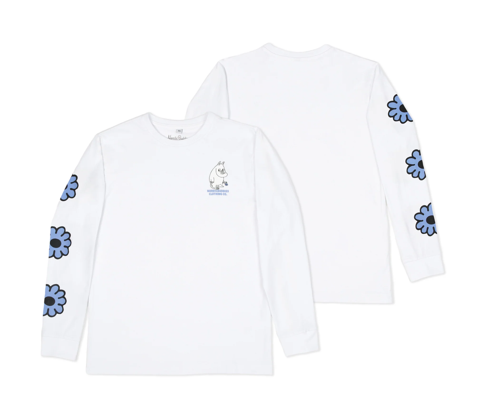 Muumitrolli „Flower“ pikkade varrukatega särk unisex – valge - Pilt 2