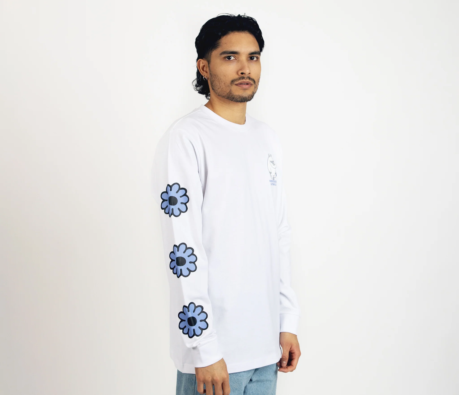 Muumitrolli „Flower“ pikkade varrukatega särk unisex – valge - Pilt 3