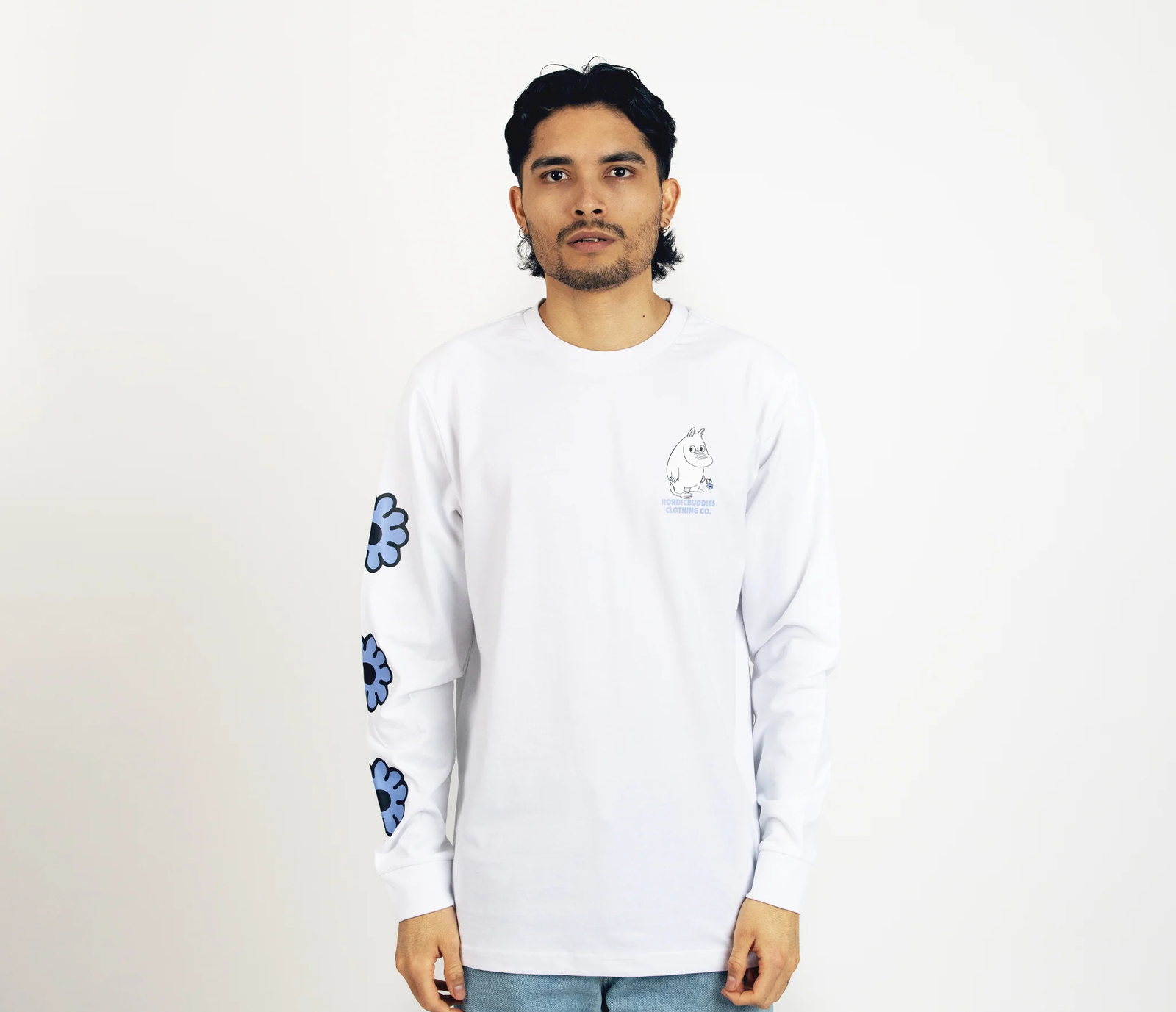 Muumitrolli „Flower“ pikkade varrukatega särk unisex – valge - Pilt 6